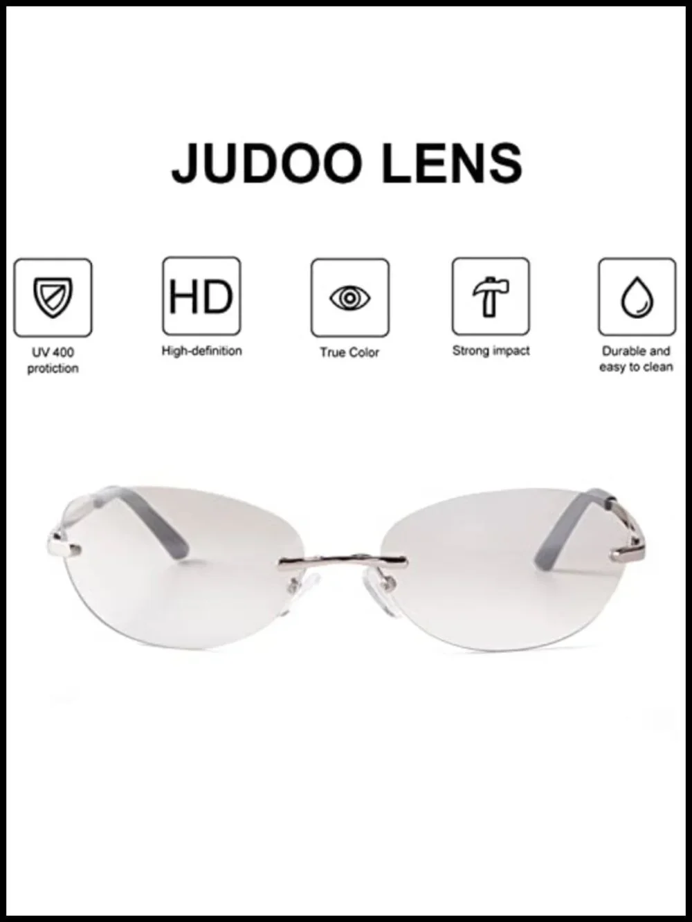 Y2K Vintage Rimless Oval Sunglasses UV400 Rectangle Retro Cool Shades